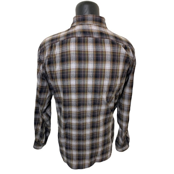 Wind River Flannel Shirt Button Down Men Sz XLT Plaid Brown Grey Long Sleeves - Picture 3 of 10